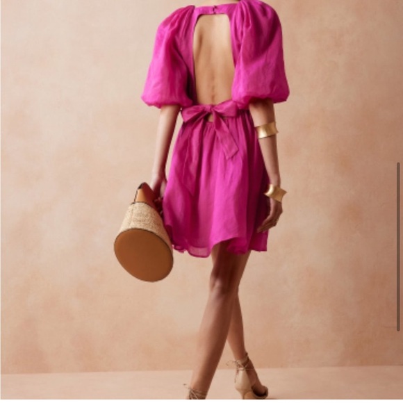 Banana Republic Ramie Open Back Dress Sz Medium - Picture 12 of 15